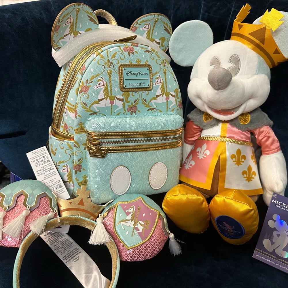 The Main Attraction Prince Charming edition, Loungefly backpack, ears and Mickey